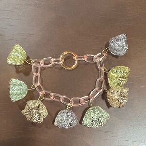 Vintage antique plastic tulip  art‎ deco celluloid Multicolor Charm Bracelet